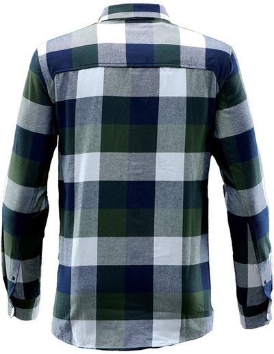 Am image of a Custom Stormtech Mens Logan Snap Front Shirt in Earth/Navy!