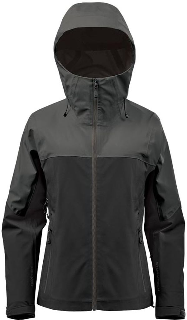 An image of a Custom Stormtech Womens Vertex Stormshell in Granite/Black!