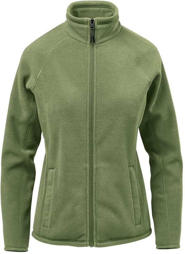 Am image of a Custom Stormtech Womens Montauk Fleece Jacket in Sage Green!