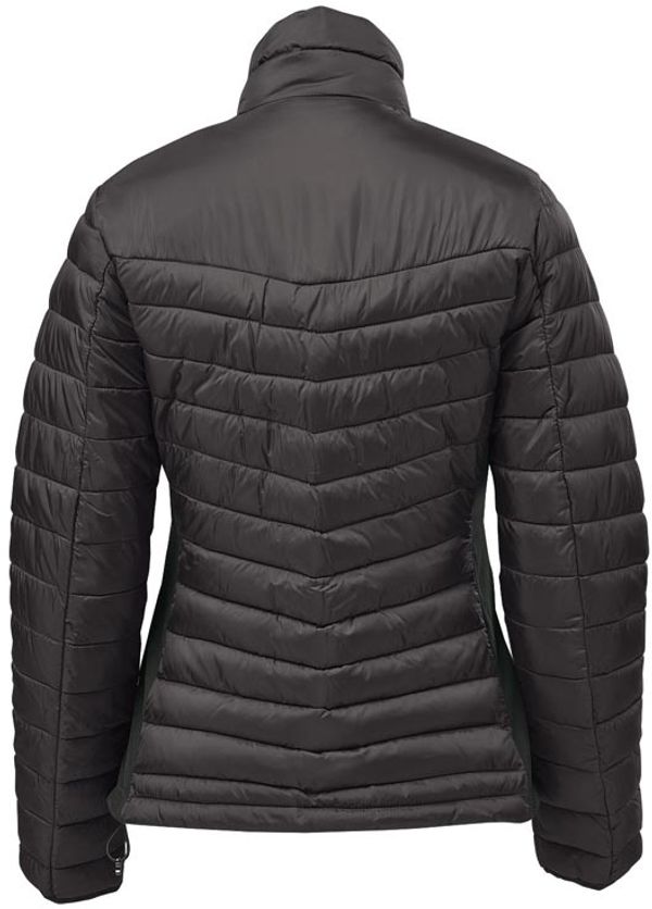 Am image of a Custom Stormtech Womens Montserrat Thermal Jacket in Black/Granite!