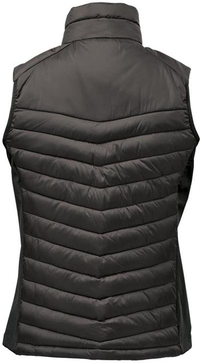Am image of a Custom Stormtech Womens Montserrat Thermal Vest in Black/Granite!