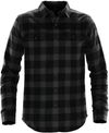 Am image of a Custom Stormtech Mens Logan Snap Front Shirt in CARBON PLAID!