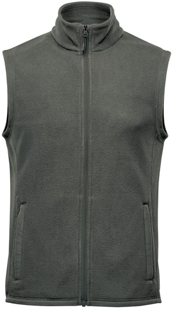 Am image of a Custom Stormtech Mens Montauk Fleece Vest in Granite!