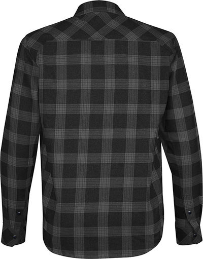 Am image of a Custom Stormtech Mens Logan Snap Front Shirt in CARBON PLAID!