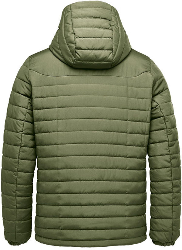 Am image of a Custom Stormtech Men's Nautilus Quilted Hoody in Sage Green!