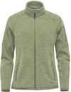 Am image of a Custom Stormtech Women's Avalante Full Zip Fleece Jacket in Sage Green Heather!