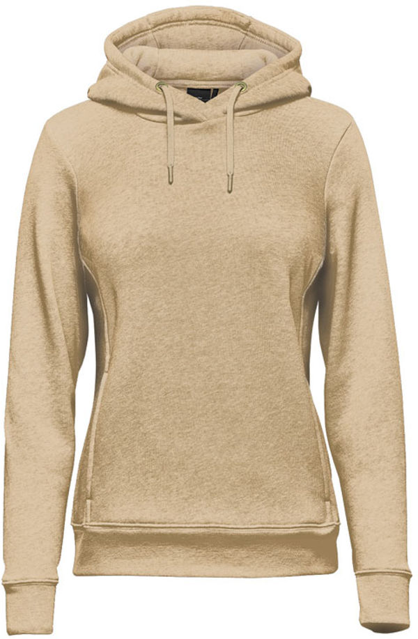 Am image of a Custom Stormtech Womens Monashee Fleece Pullover Hoody in Oatmeal Heather!