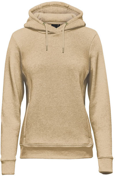 Am image of a Custom Stormtech Womens Monashee Fleece Pullover Hoody in Oatmeal Heather!