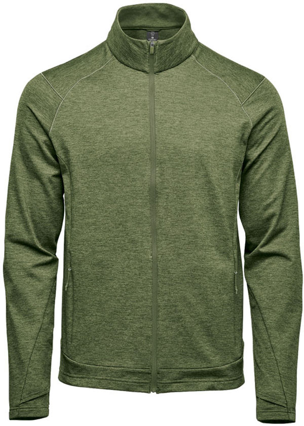 Am image of a Custom Stormtech Mens Treeline Performance Jacket in Sage Green Heather!
