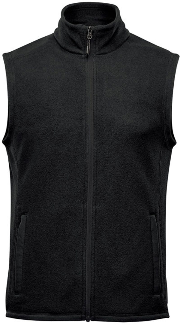 Am image of a Custom Stormtech Mens Montauk Fleece Vest in Black!