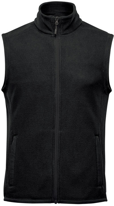 Am image of a Custom Stormtech Mens Montauk Fleece Vest in Black!