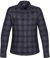 An image of a Custom Stormtech Womens Logan Snap Front Shirt in Navy Plaid!