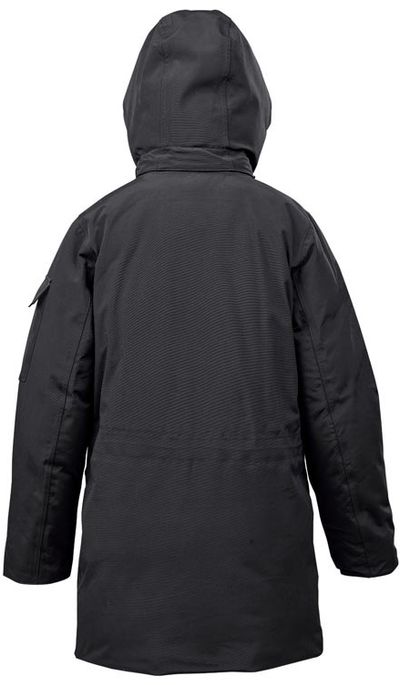 Am image of a Custom Stormtech Womens Denali Parka in Black/Granite!