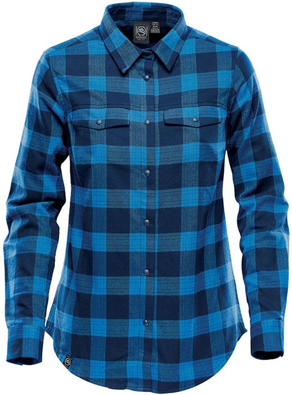 An image of a Custom Stormtech Womens Logan Snap Front Shirt in Royal Plaid!