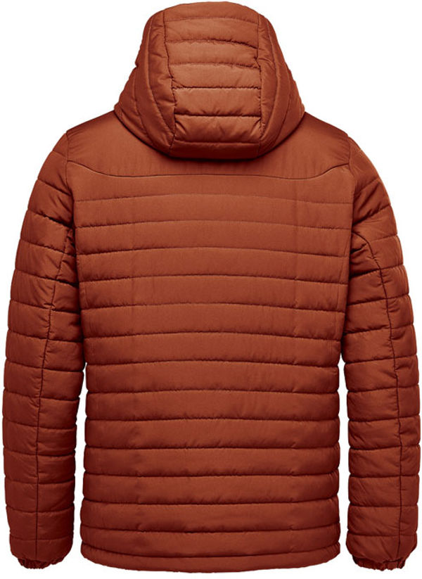 Am image of a Custom Stormtech Men's Nautilus Quilted Hoody in Rust!