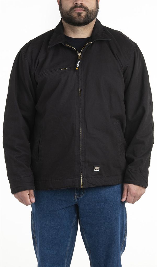 Am image of a Custom Berne Mens Highland Washed Gasoline Jacket in BLACK!