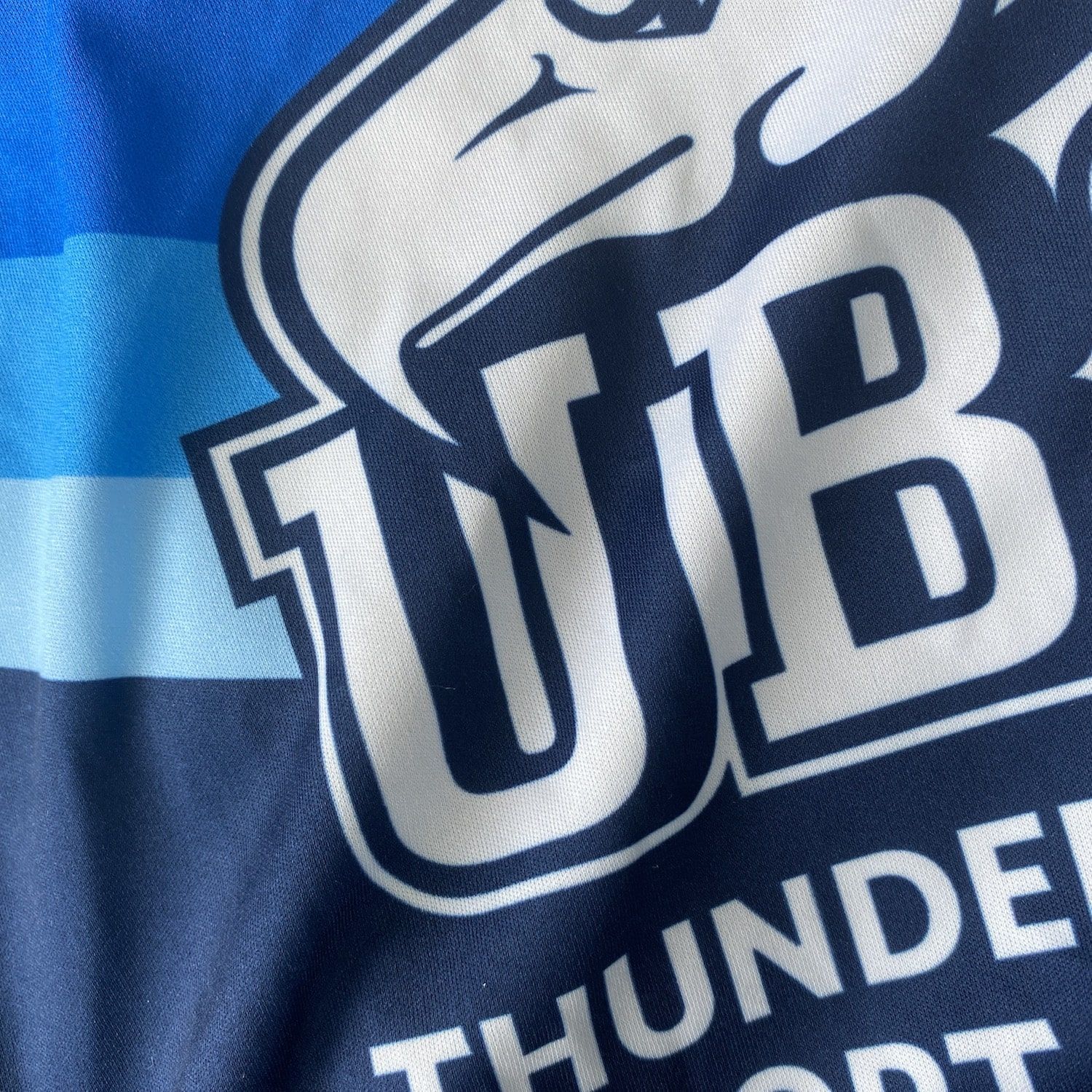 A close up image of a custom sublimated jersey