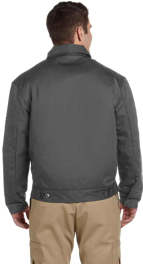 Am image of a Custom Dickies Men's Lined Eisenhower Jacket in Charcoal!