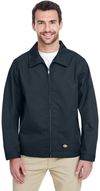 Am image of a Custom Dickies Men's Unlined Eisenhower Jacket in Dark Navy!