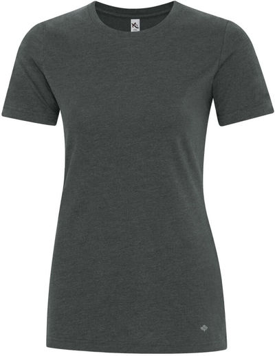 Am image of a Custom Koi Element Ring Spun Blend Ladies Tee in Charcoal!