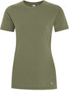 Am image of a Custom Koi Element Ring Spun Blend Ladies Tee in Olive!