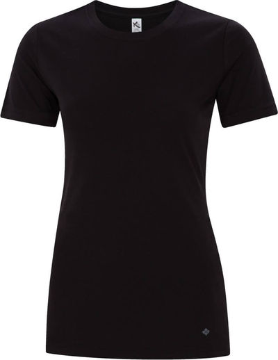Am image of a Custom Koi Element Ring Spun Blend Ladies Tee in Onyx!