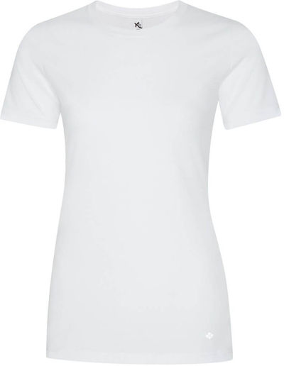 Am image of a Custom Koi Element Ring Spun Blend Ladies Tee in White!
