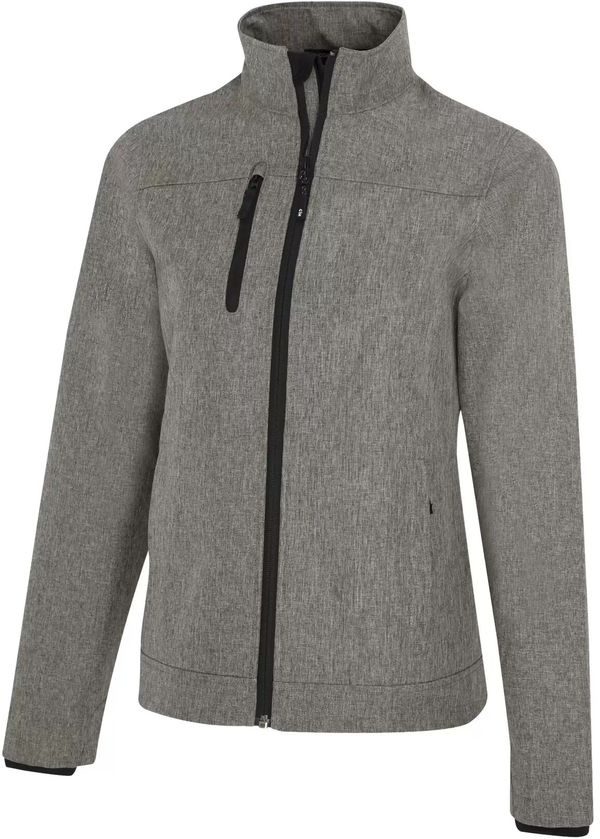 Am image of a Custom Coal Harbour Premier Water Repellent Soft Shell Ladies Jacket in Gravel!