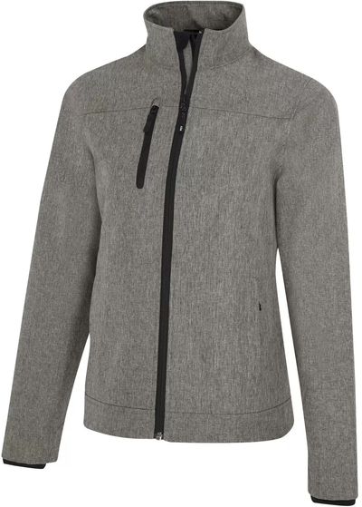 Am image of a Custom Coal Harbour Premier Water Repellent Soft Shell Ladies Jacket in Gravel!