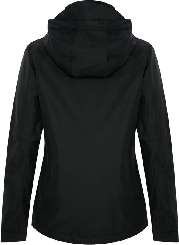 Am image of a Custom Coal Harbour Coast to Coast Waterproof Ladies' Rain Jacket in Black!
