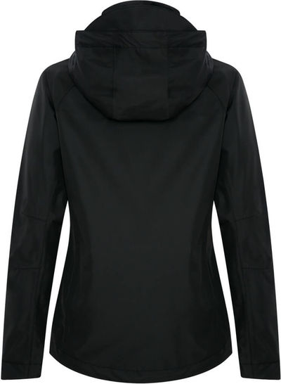 Am image of a Custom Coal Harbour Coast to Coast Waterproof Ladies' Rain Jacket in Black!