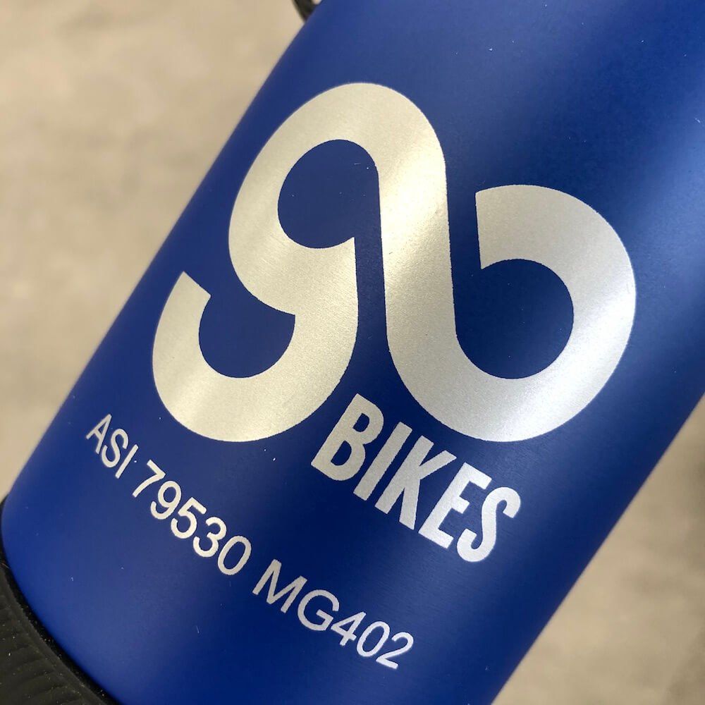 An image of custom laser engraving on a waterbottle