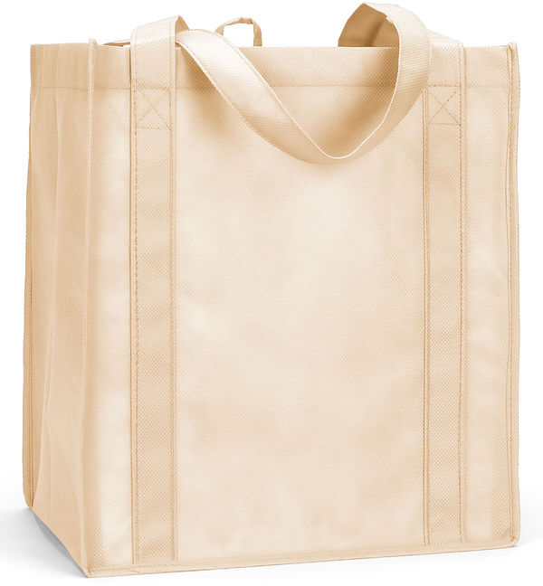 Am image of a Custom Liberty Bags Reusable Shopping Bag in Tan!