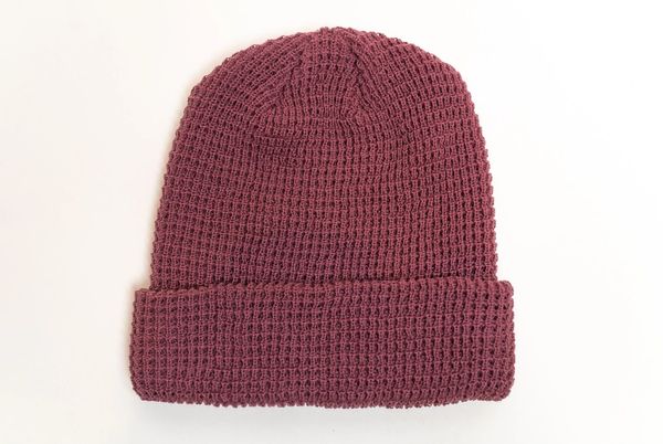 Am image of a Custom Beaniiez Leery Waffle Acrylic Toque in Pigment Maroon!