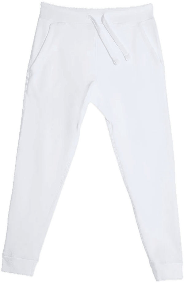 Am image of a Custom Lane 7 Premium Fleece Joggers in White!