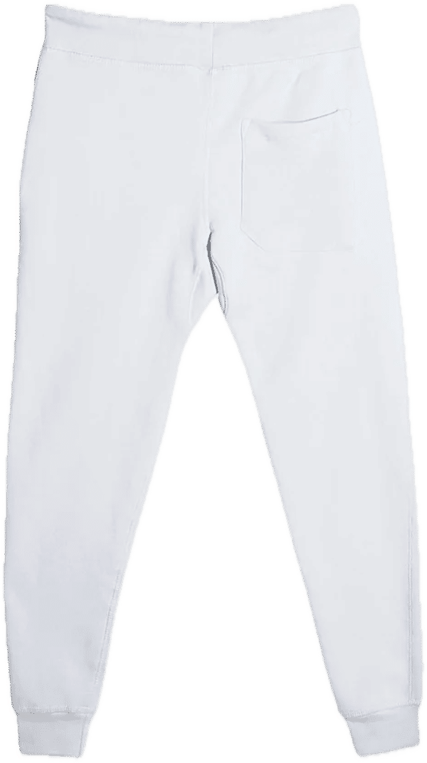 Am image of a Custom Lane 7 Premium Fleece Joggers in White!