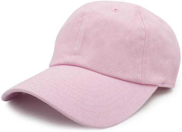 Am image of a Custom Nissi Washed Cotton Dad Cap in Light Pink!