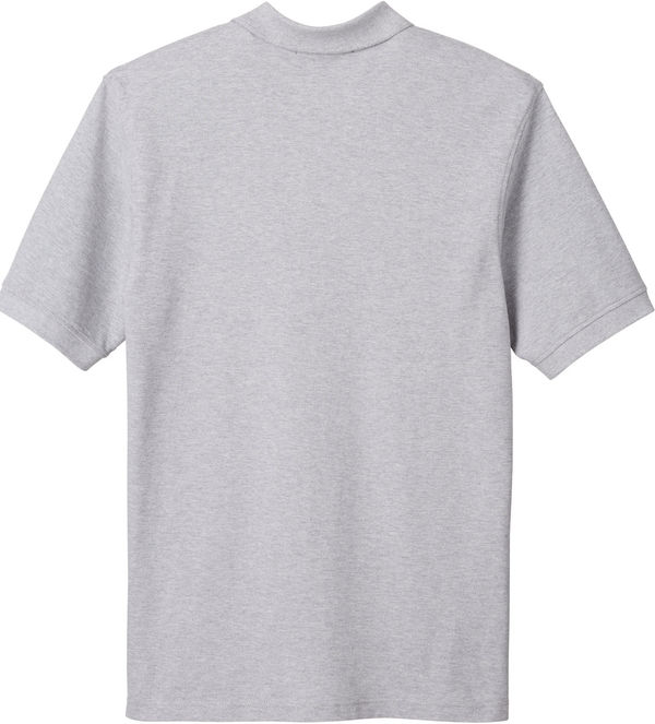 Am image of a Custom Harriton Men's Ringspun Cotton Pique Short Sleeve Polo in Grey Heather!