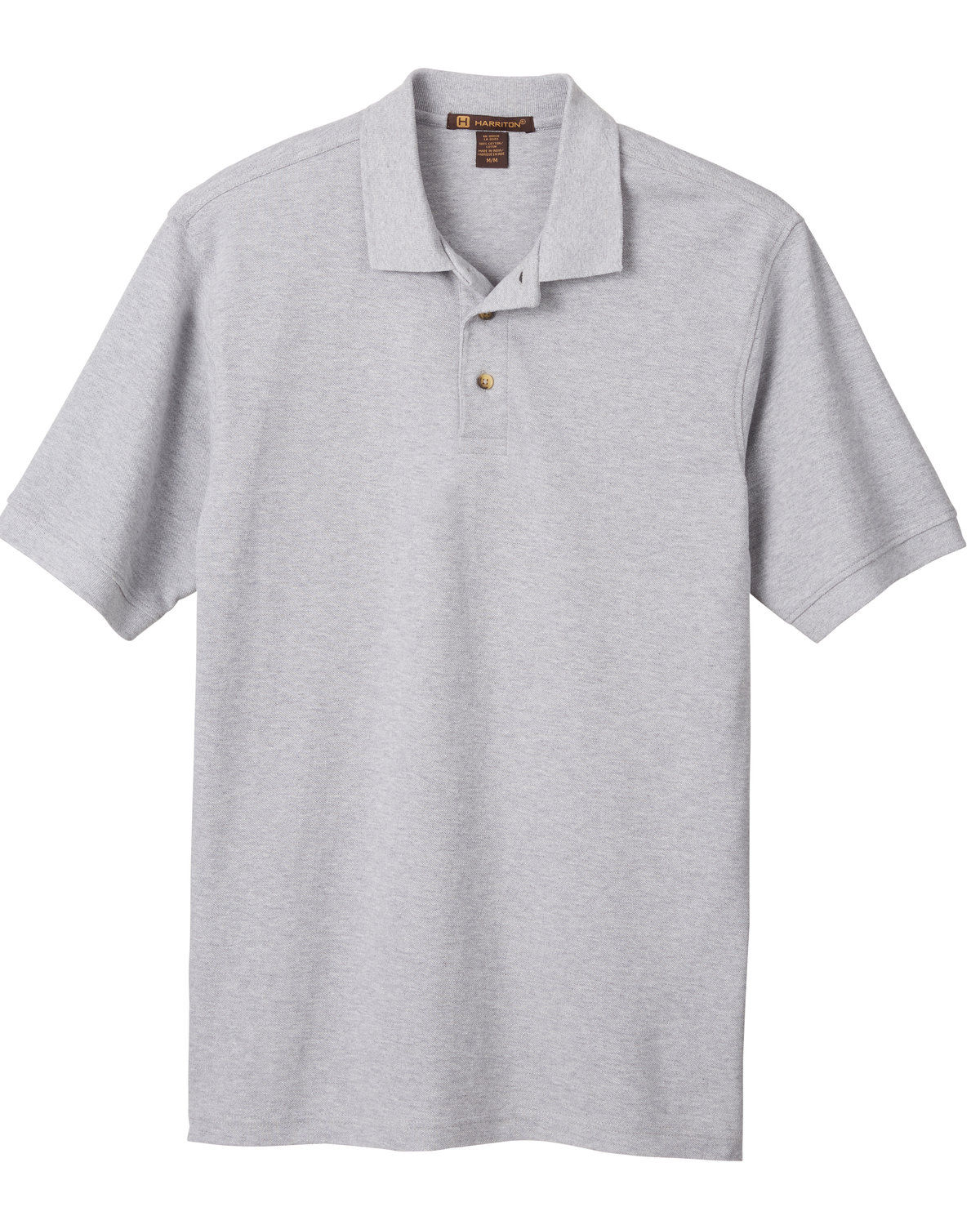 Harriton Men's Ringspun Cotton Pique Short Sleeve Polo in Grey Heather
