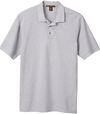 Am image of a Custom Harriton Men's Ringspun Cotton Pique Short Sleeve Polo in Grey Heather!