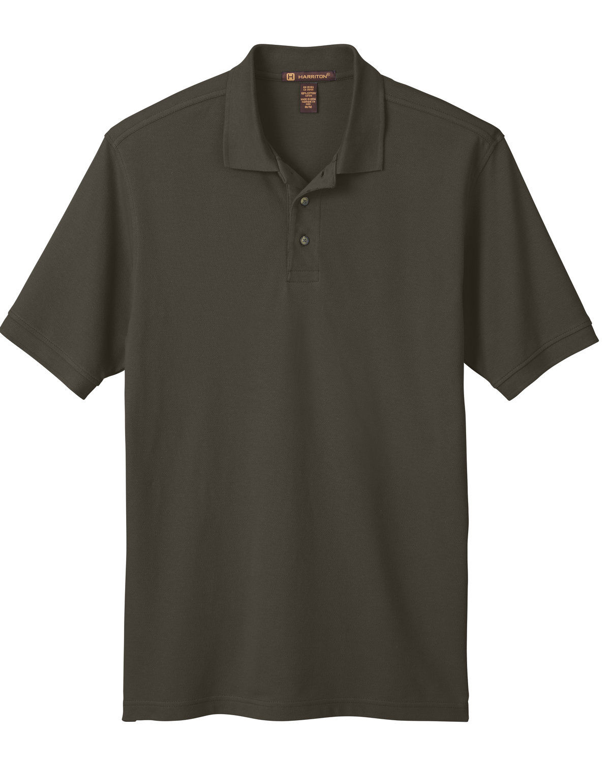 Harriton Men's Ringspun Cotton Pique Short Sleeve Polo in Black