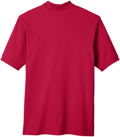Am image of a Custom Harriton Men's Ringspun Cotton Pique Short Sleeve Polo in Red!