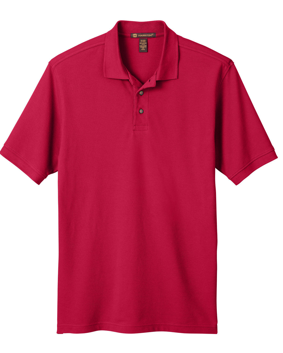 Harriton Men's Ringspun Cotton Pique Short Sleeve Polo in Red