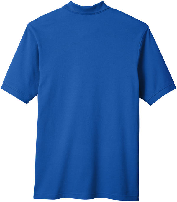 Am image of a Custom Harriton Men's Ringspun Cotton Pique Short Sleeve Polo in True Royal!