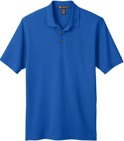 Am image of a Custom Harriton Men's Ringspun Cotton Pique Short Sleeve Polo in True Royal!