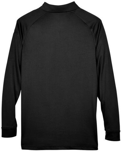 Am image of a Custom Harriton Men's Advantage Snag Protection Plus Long Sleeve Tactical Polo in Black!