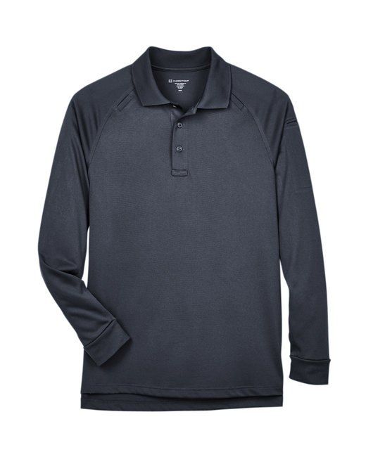 Harriton Men's Advantage Snag Protection Plus Long Sleeve Tactical Polo in Dark Charcoal