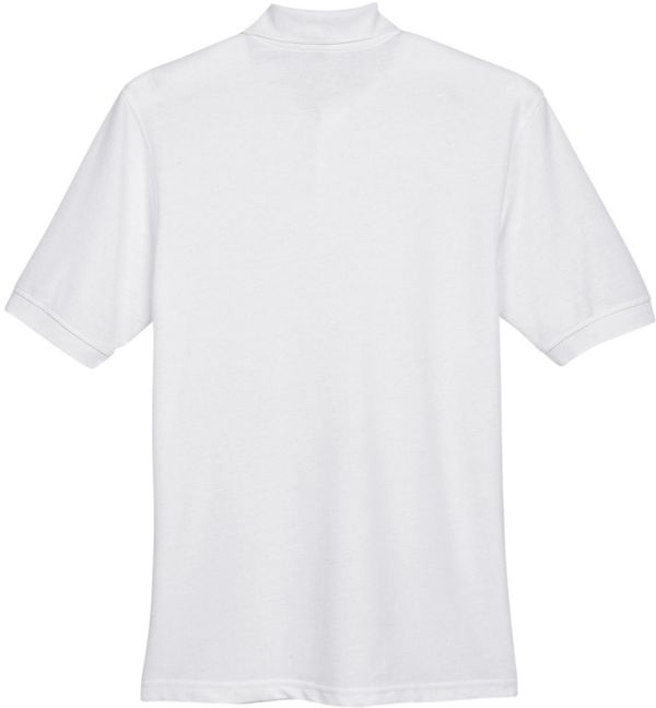 Am image of a Custom Harriton Men's 5.6 oz. Easy Blend™ Polo in White!