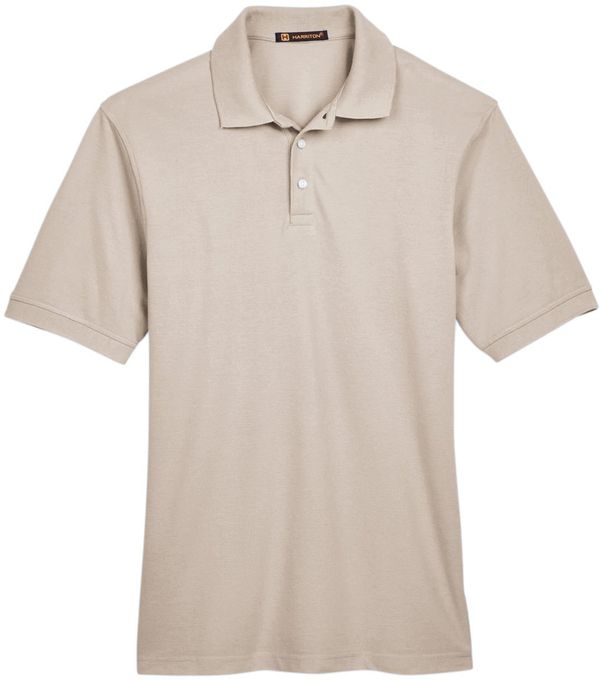 Am image of a Custom Harriton Men's 5.6 oz. Easy Blend™ Polo in Stone!