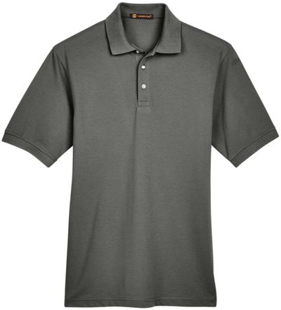 Am image of a Custom Harriton Men's 5.6 oz. Easy Blend™ Polo in Charcoal!